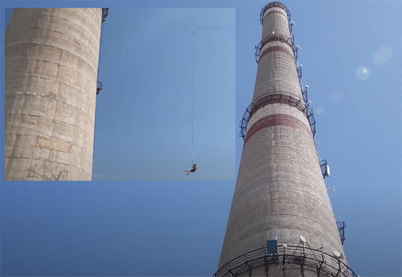 Прыжки с высокой трубы в Капчагае