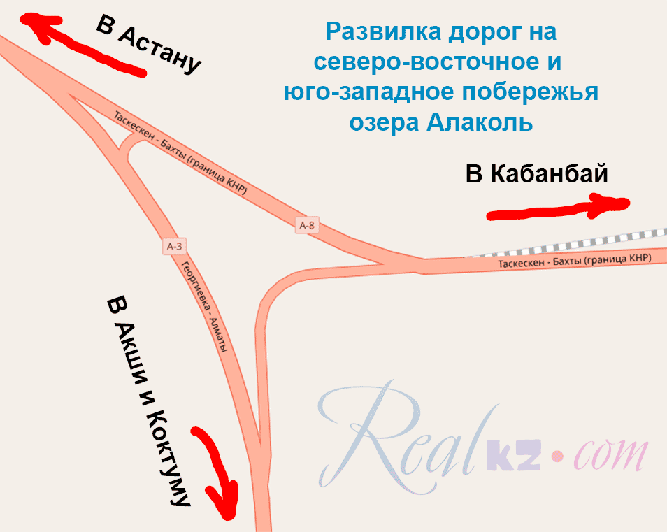 Развилка дорог на разные берега Алаколя