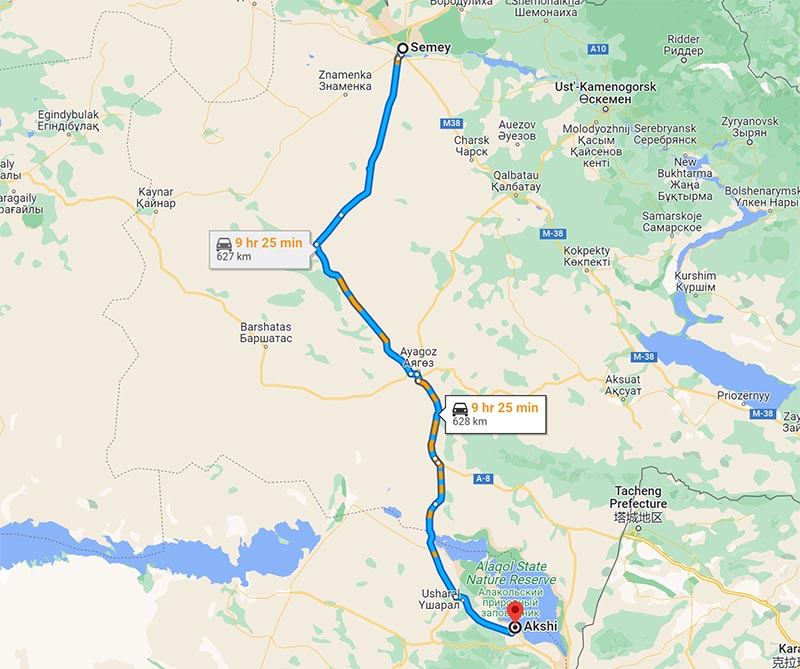 Расстояние Семей Алаколь